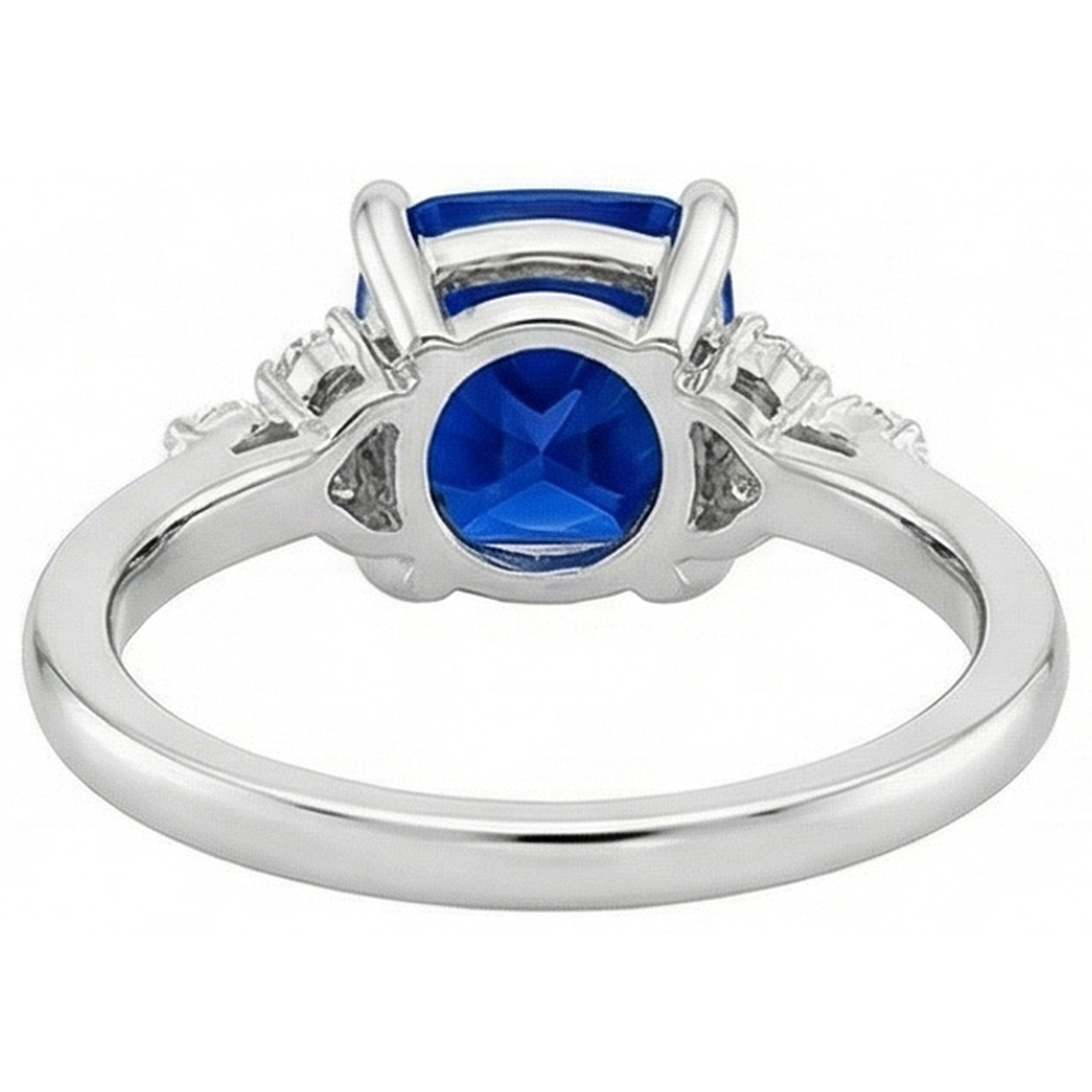 natural round sapphire 2.50ct ring with diamond accents
