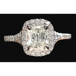 Cushion Center Halo Real Natural Earth Mined Diamond Engagement Ring 3.75 Ct. White Gold 14K