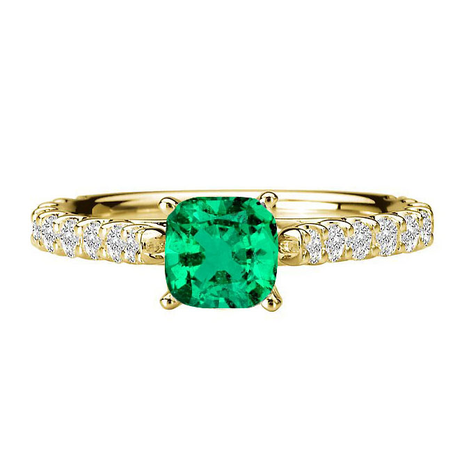 Authentic Emerald Colored Stone Ring 3 ct 14 Karat Yellow Gold – main view
