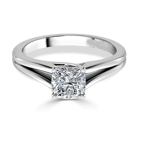 Cushion Cut 1.75 Ct Solitaire Real Diamond Engagement Ring White Gold 14K