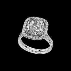 Cushion Cut Real Diamond Women New White Gold 3.40 Ct. Ring With Accents