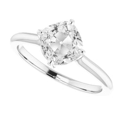 Old Mine Cut Diamond Solitaire Ring 5 ct – 14K White Gold