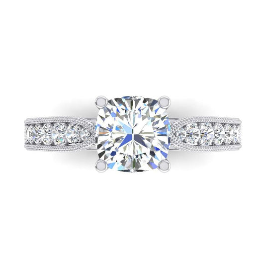 Cushion Engagement Ring White Gold Ladies Jewelry Genuine Diamond