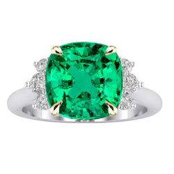 GIA-Certified Gemstone Ring – Emerald 4 ct 14K Two Tone Gold