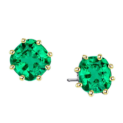 3.50 ct Fine Emerald Gemstone Earring in Two-Tone 14K Gold