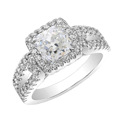 Cushion Halo Ring Old Miner Real Diamond Split Shank Jewelry 4.75 Carats