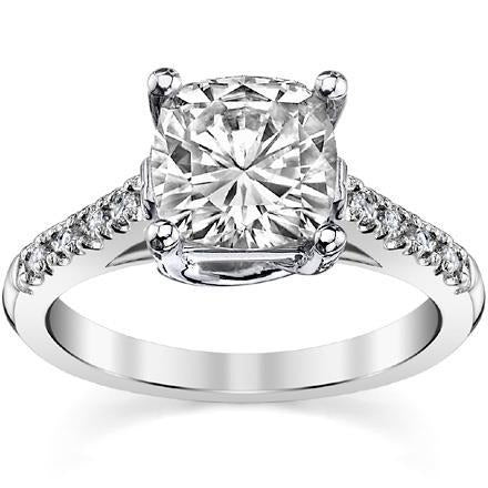 Cushion Halo & Round Cut 3 Ct Real Diamonds Engagement Ring White Gold 14K - Halo Ring-harrychadent.ca