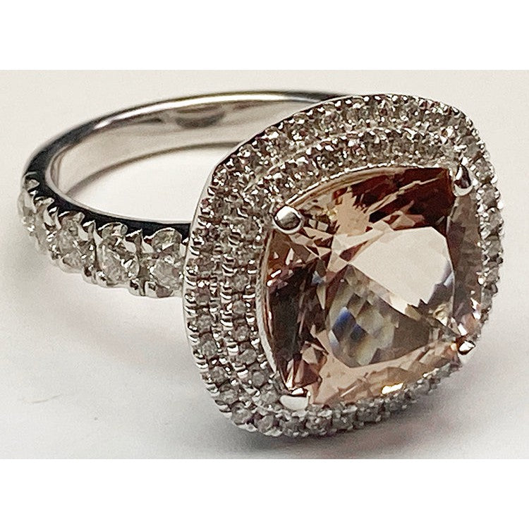 Cushion Morganite Diamond Ring