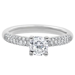 Cushion Natural Diamond Engagement Ring 1.40 Carats White Gold 14K