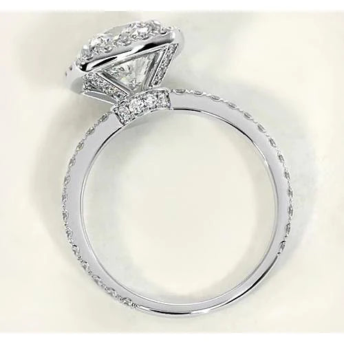 Cushion Natural Diamond Engagement Ring Halo White Gold 14K Jewelry