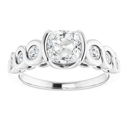 Cushion Old Cut Natural Diamond Anniversary Ring Infinity Style 4.50 Carats