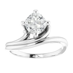 Cushion Old Cut Natural Diamond Solitaire Ring 4 Prong Split Shank 5 Carats