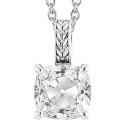 Cushion Old Cut Solitaire Genuine Natural Earth Mined Diamond Pendant 5 Carats Slide Chain