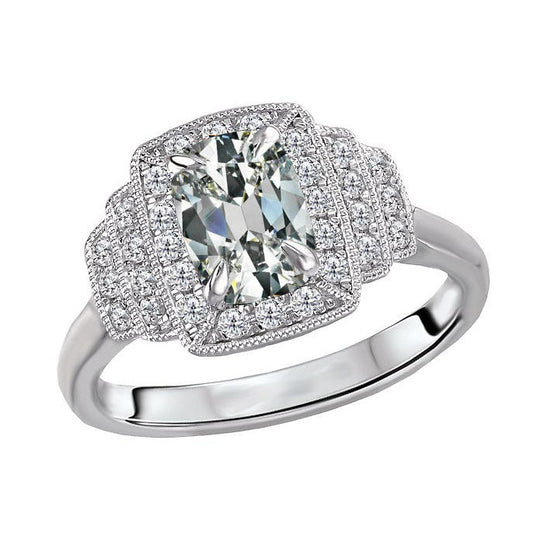 Cushion Fine Diamond ring in 14 Karat White Gold – main view