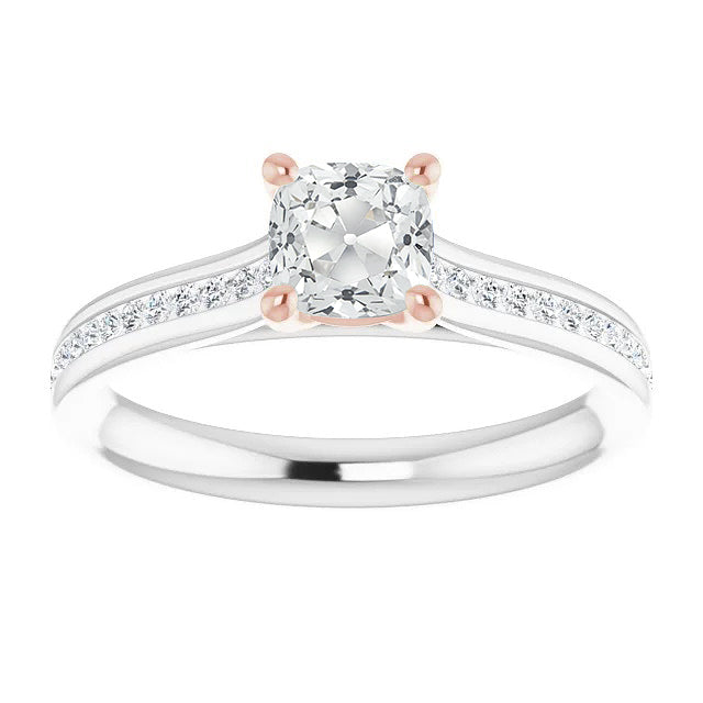 Solitaire Ring with Accents 14 Karat Two Tone Gold with Fine Diamond – main view