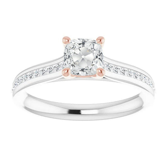 Solitaire Ring with Accents 14 Karat Two Tone Gold with Fine Diamond – main view