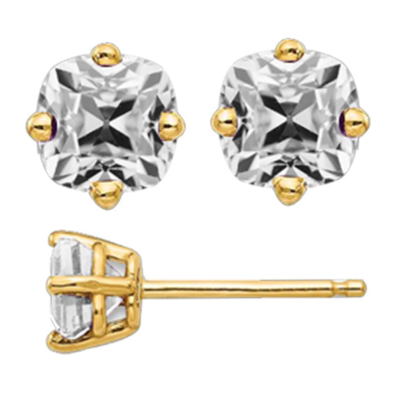 Brilliant Diamond Cushion Cut Stud Earrings in 14 Karat Yellow Gold – main view