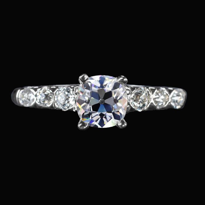 Cushion Old Miner Genuine Diamond Lady’s Ring With Accents Prong Set 3 Carats