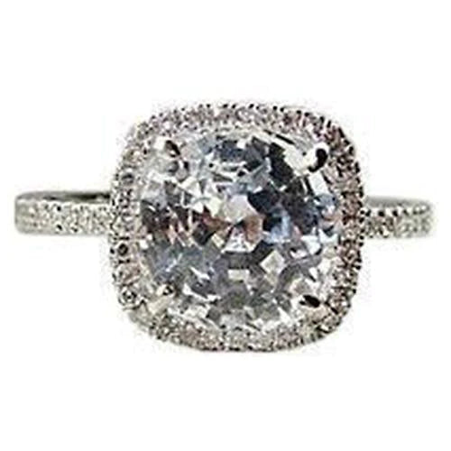 Cushion Old Miner Natural Diamond Halo Engagement Ring 1.50 Ct White Gold 14K
