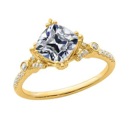 Cushion Old Miner Natural Diamond Lady’s Ring Yellow Gold 5.25 Carats