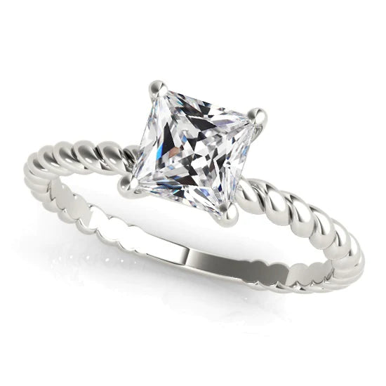 Cushion Old Miner Real Diamond Solitaire Ring Rope Style 3 Carats