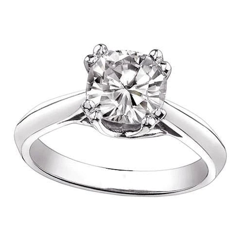 Cushion Real Diamond 1 Carat Solitaire Engagement Ring