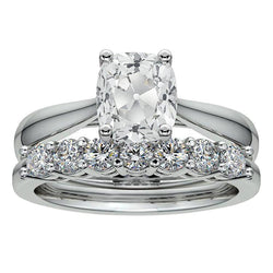 Cushion Real Natural Earth Mined Diamond Old Cut Engagement Ring Round Band Set 4.75 Carats