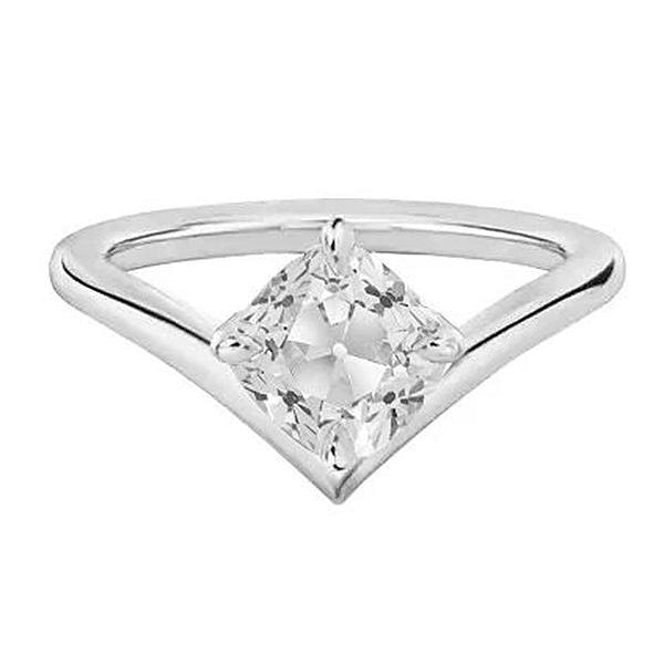 Cushion Solitaire Real Old Miner Diamond Ring Enhancer 2 Carats White Gold