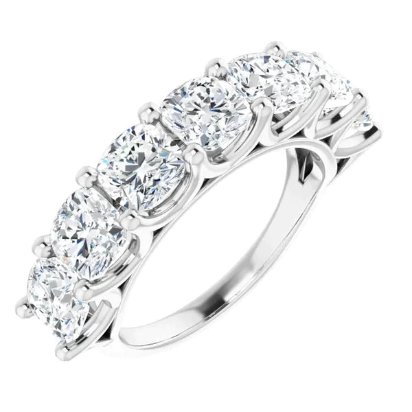 Cushion Lab Grown Diamond Comfort Fit Half Eternity Band 5.25 Carats