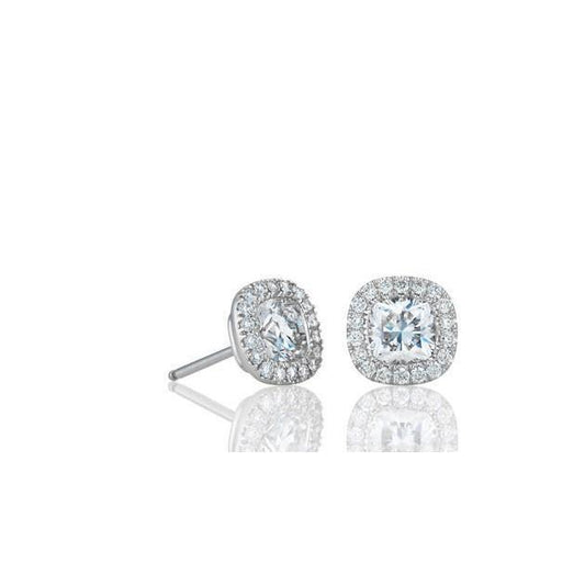 Cushion & Round Cut 2.38 Carats Natural Diamonds Stud Earrings White Gold 14K