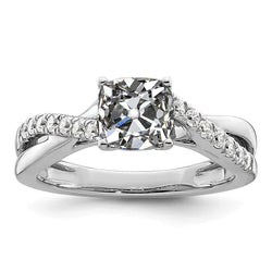 Cushion & Round Old Cut Real Diamond Ring Twisted Prong Set 3.50 Carats