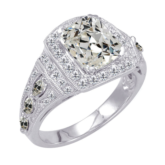 Brilliant Diamond Halo Ring 3-ct 14 Karat White Gold – main view