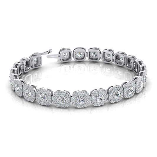 Cushion & Round Real Diamond Men's Bracelet 11.75 Carats