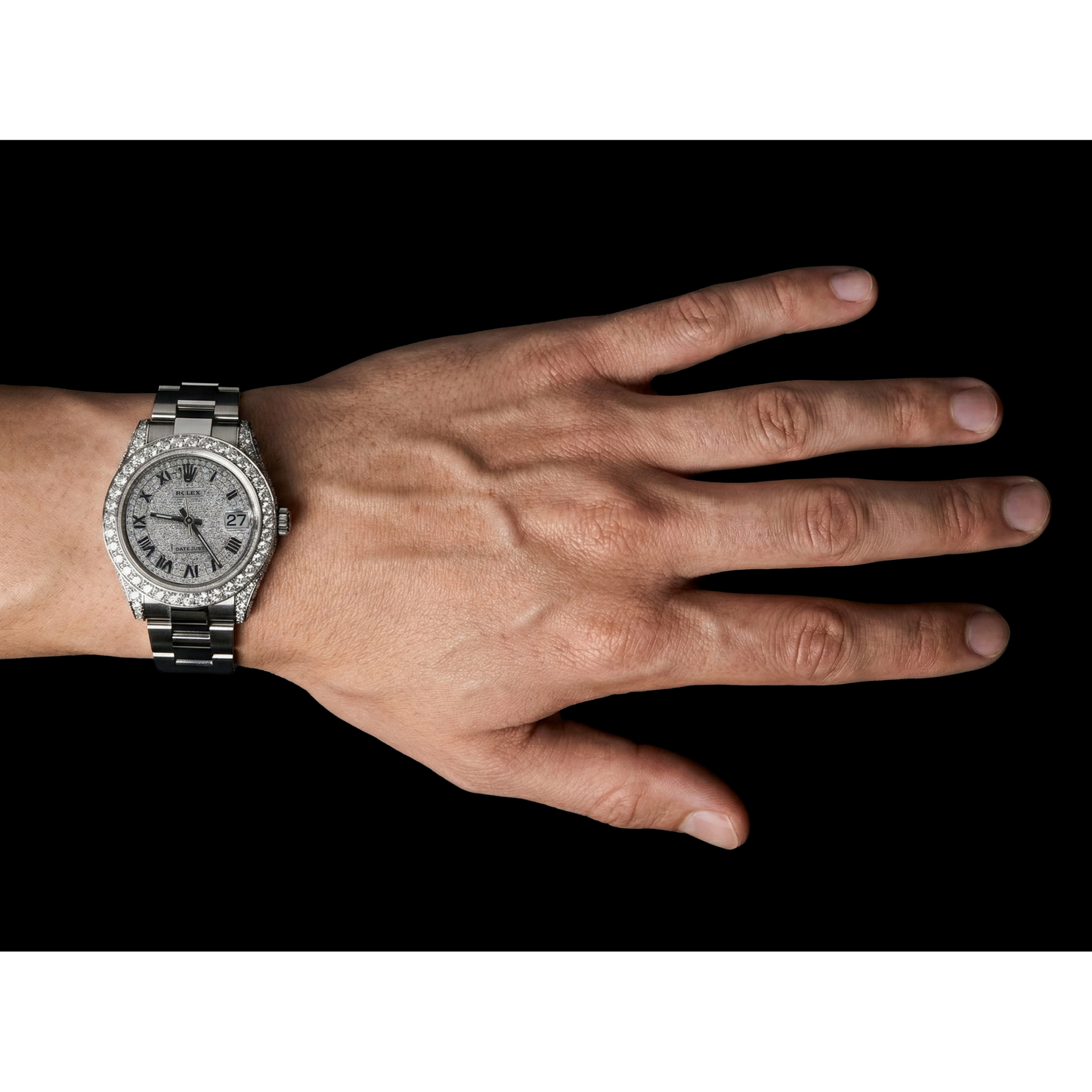 Custom Diamond Dial & Bezel Rolex Watch Datejust Ladies Bracelet Ss
