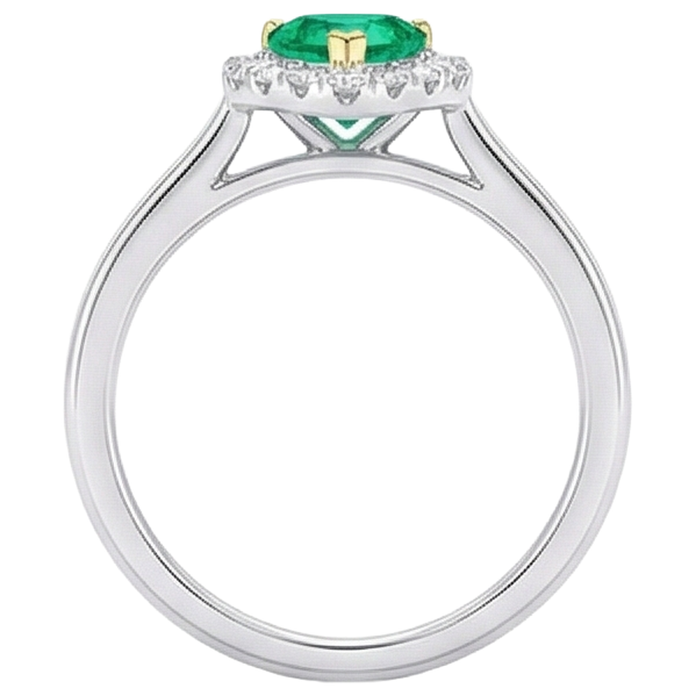 Earth-Mined Colombian Emerald Colored Stone Ring 0.50 ct 14K Two Tone Gold – top view