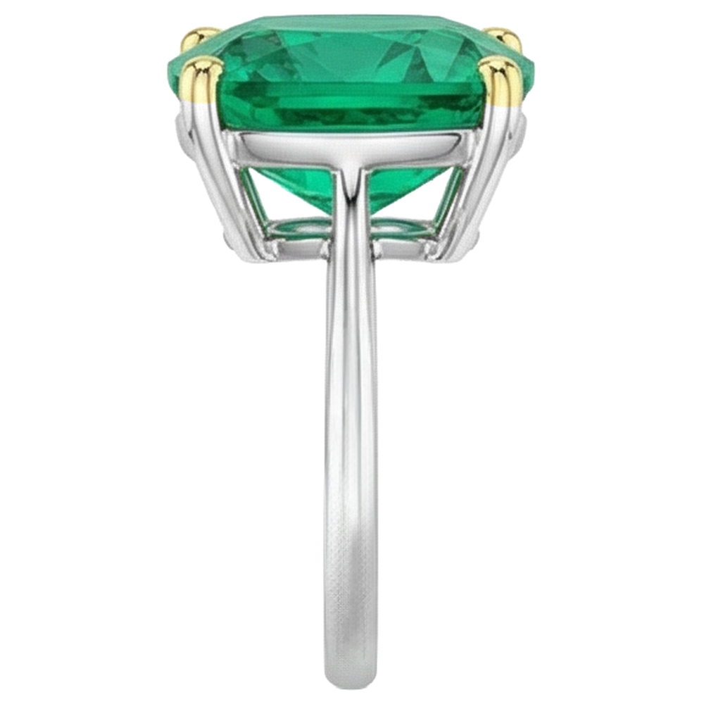 Colored Stone Ring 14K Two Tone Gold with Emerald – profile view