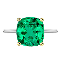 Emerald Colored Stone Ring – GIA Certified 4 ct 14K Two Tone Gold