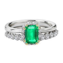 Emerald GIA-Certified Precious Stone Ring 2 ct in 14 Karat Two