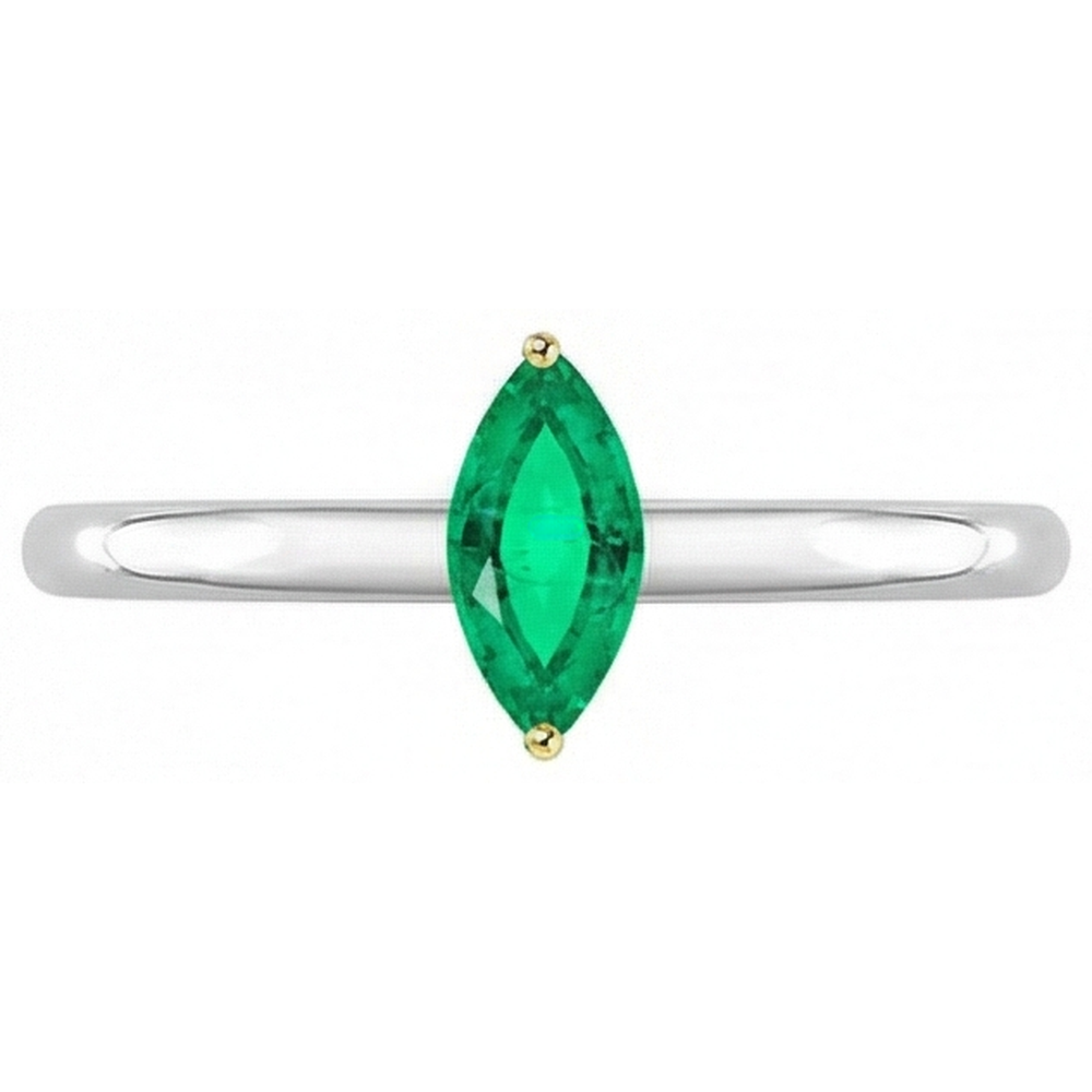 Colombian Emerald Marquise Colored Stone Ring in 14K Two Tone Gold – profile view