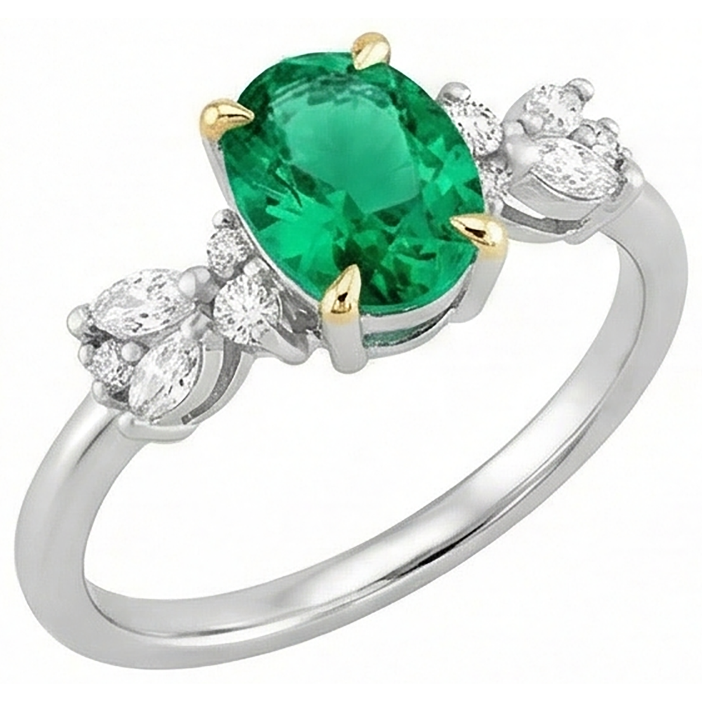 Timeless Colombian Emerald Gemstone Ring 2 ct – side view