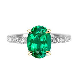Emerald Precious Stone Ring – GIA-Certified 1.50 ct Two-Tone 14K