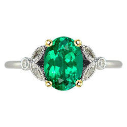 Premium Vintage Fine Emerald Precious Stone Ring – 2 ct Two-Tone