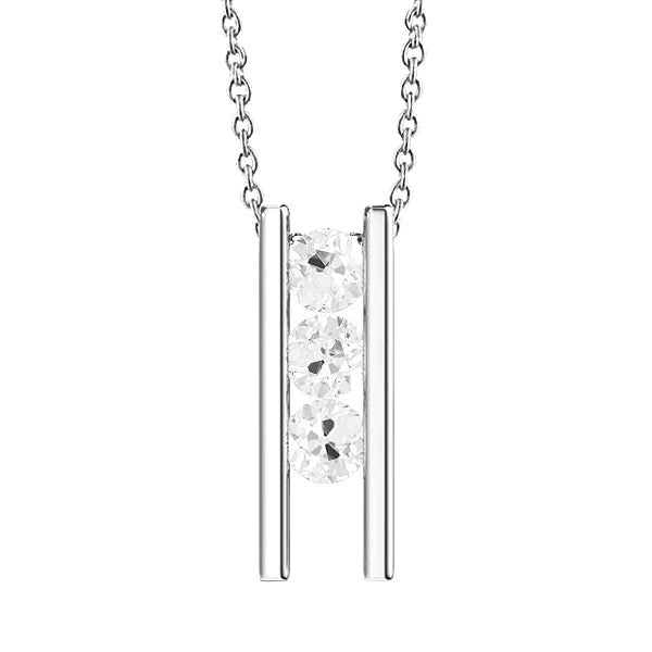 Dancing Real Diamond 3 Stone Necklace