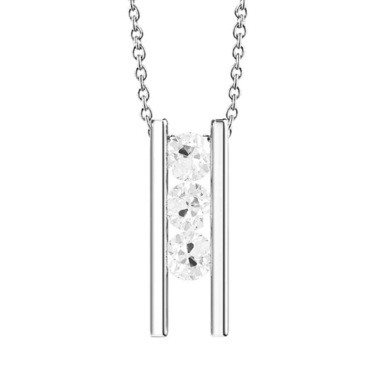 Dancing Real Diamond 3 Stone Necklace