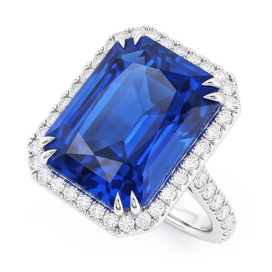 Dark Blue Halo Sapphire Engagement Ring