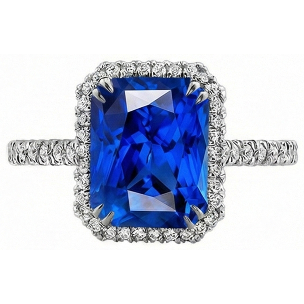 Dark Blue Halo Sapphire Engagement Ring