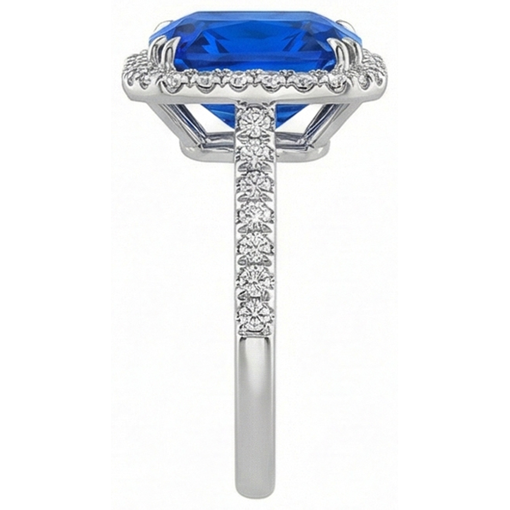 Dark Blue Halo Sapphire Engagement Ring