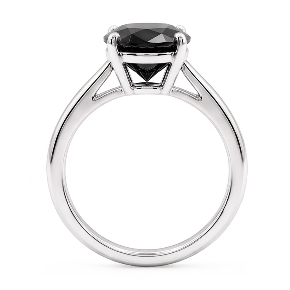Dark Diamond Engagement Ring 5 Carat Real Oval Black Solitaire 14K White Gold