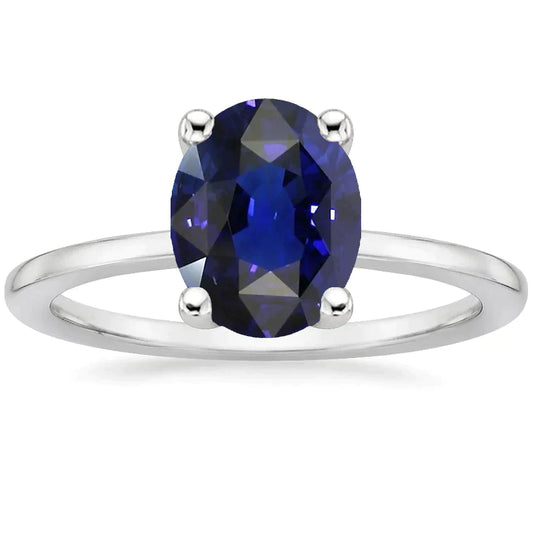 Dark Blue Sapphire Oval Engagement Ring