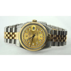 Date Just Rolex Oyester Datejust Champagne Diamond Dial Watch